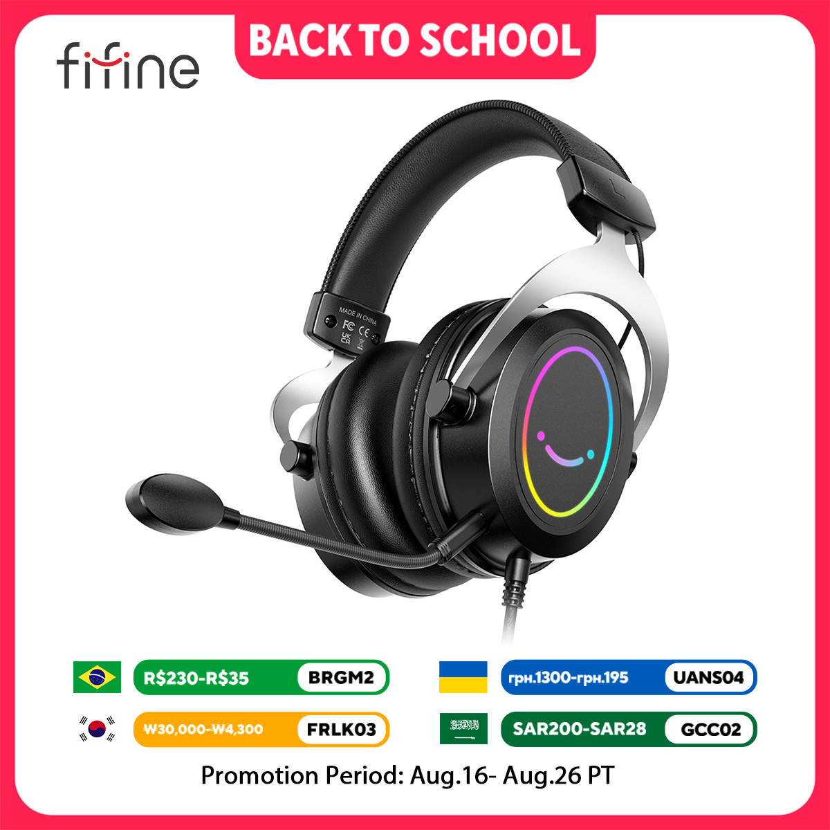 Gaming Headset Rgb - Игровая гарнитура FIFINE с динамическим RGB/микрофоном/линейным